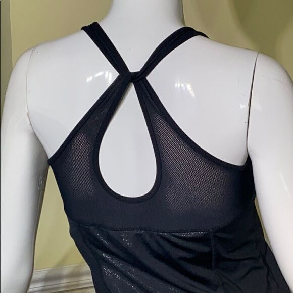 Cynthia Rowley Black Shimmer Cross Back Tank Top - Picture 5 of 6